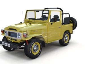 toyota land cruiser fj 40 top down with chassis and interior 3D Model
