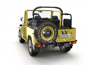 toyota land cruiser fj 40 top down with chassis and interior 3D Model