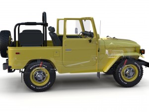 toyota land cruiser fj 40 top down with chassis and interior 3D Model