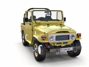 toyota land cruiser fj 40 top down with chassis and interior 3D Model