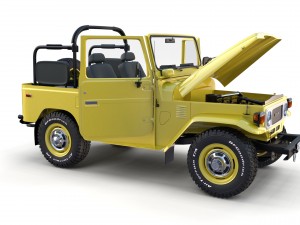 toyota land cruiser fj 40 top down with chassis and interior 3D Model