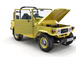 toyota land cruiser fj 40 top down with chassis and interior 3D Model