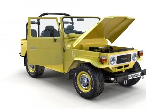 toyota land cruiser fj 40 top down with chassis and interior 3D Model
