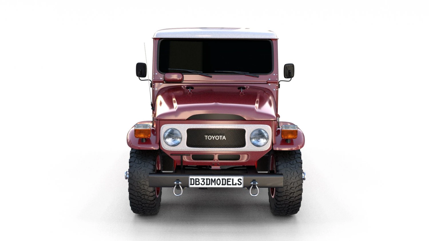 toyota land cruiser fj 40 dark red 3D Model .c4d .max .obj .3ds .fbx .stl .blend 