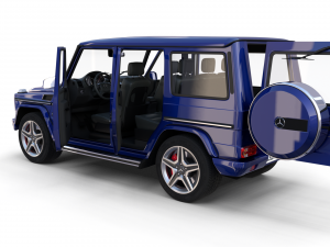 mercedes benz g class with interior blue Model 3D