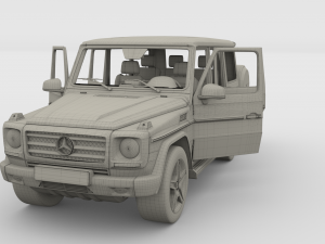 mercedes benz g class with interior blue Model 3D