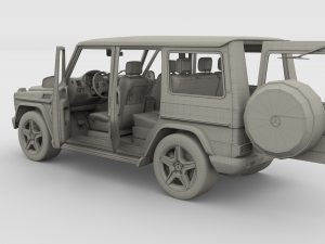 mercedes benz g class with interior blue Model 3D