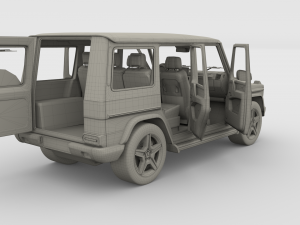 mercedes benz g class with interior blue Model 3D