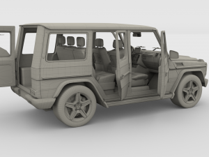 mercedes benz g class with interior blue Model 3D