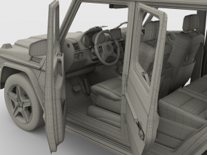 mercedes benz g class with interior blue Model 3D