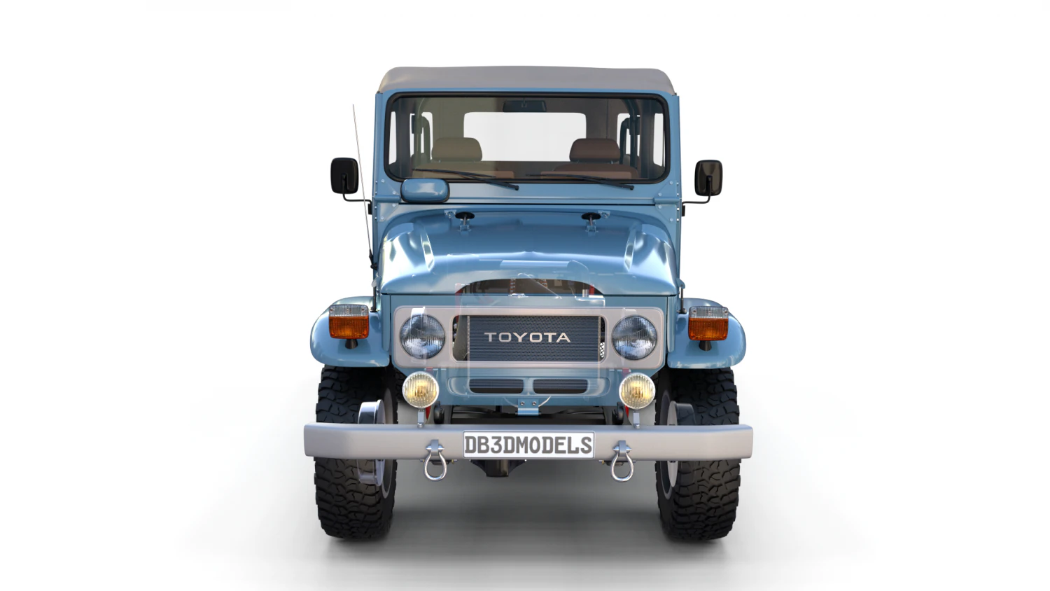 toyota land cruiser fj 40 soft top with interior and chassis 3D Model .c4d .max .obj .3ds .fbx .stl .blend 