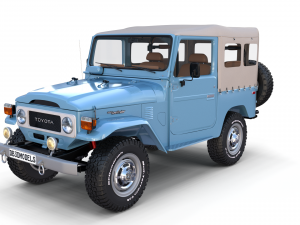 toyota land cruiser fj 40 soft top with interior and chassis 3D Модель