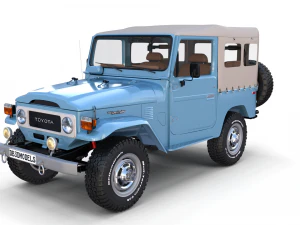 toyota land cruiser fj 40 soft top with interior and chassis 3D Model