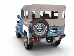 toyota land cruiser fj 40 soft top with interior and chassis 3D Модель