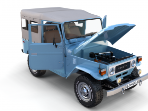 toyota land cruiser fj 40 soft top with interior and chassis 3D Модель