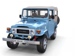 toyota land cruiser fj 40 soft top with interior and chassis 3D Model