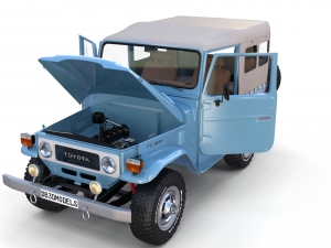 toyota land cruiser fj 40 soft top with interior and chassis 3D Модель