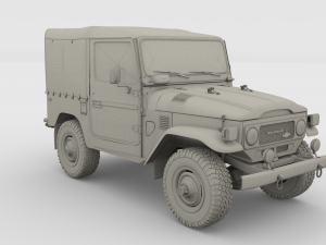 toyota land cruiser fj 40 soft top with interior and chassis 3D Модель