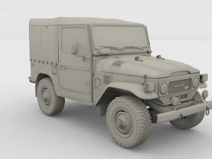 toyota land cruiser fj 40 soft top with interior and chassis 3D Model