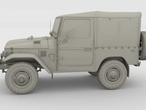 toyota land cruiser fj 40 soft top with interior and chassis 3D Model