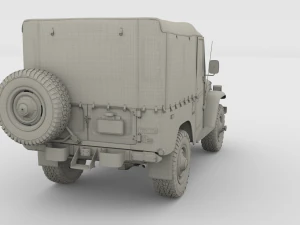 toyota land cruiser fj 40 soft top with interior and chassis 3D Model