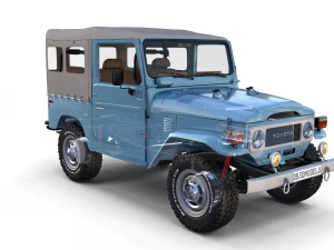 toyota land cruiser fj 40 soft top with interior and chassis 3D Model
