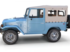 toyota land cruiser fj 40 soft top with interior and chassis 3D Model