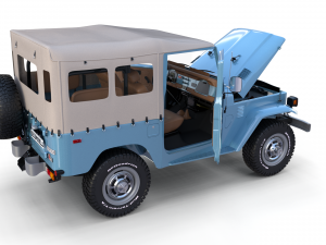 toyota land cruiser fj 40 soft top with interior and chassis 3D Модель