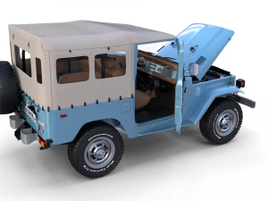 toyota land cruiser fj 40 soft top with interior and chassis 3D Model