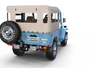 toyota land cruiser fj 40 soft top with interior and chassis 3D Model