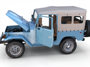 toyota land cruiser fj 40 soft top with interior and chassis 3D Модель