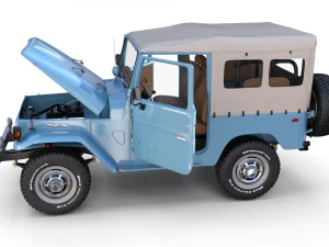toyota land cruiser fj 40 soft top with interior and chassis 3D Model