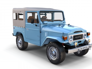 toyota land cruiser fj 40 soft top with interior and chassis 3D Модель
