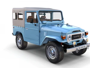 toyota land cruiser fj 40 soft top with interior and chassis 3D Model