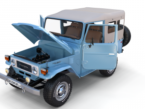 toyota land cruiser fj 40 soft top with interior and chassis 3D Модель