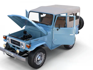 toyota land cruiser fj 40 soft top with interior and chassis 3D Model
