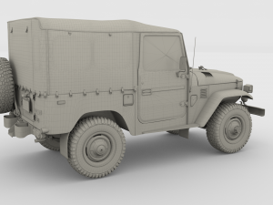 toyota land cruiser fj 40 soft top with interior and chassis 3D Модель