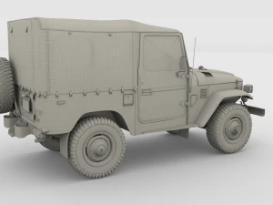 toyota land cruiser fj 40 soft top with interior and chassis 3D Model