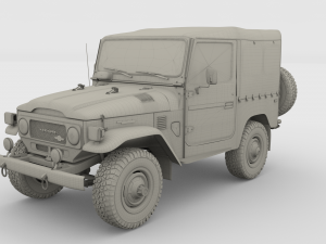 toyota land cruiser fj 40 soft top with interior and chassis 3D Модель