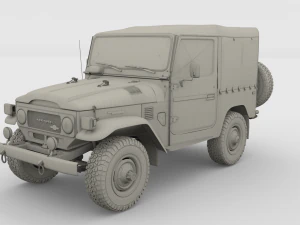 toyota land cruiser fj 40 soft top with interior and chassis 3D Model