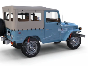 toyota land cruiser fj 40 soft top with interior and chassis 3D Model
