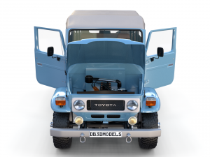 toyota land cruiser fj 40 soft top with interior and chassis 3D Модель