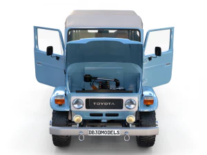 toyota land cruiser fj 40 soft top with interior and chassis 3D Model