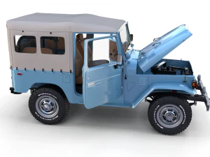 toyota land cruiser fj 40 soft top with interior and chassis 3D Model