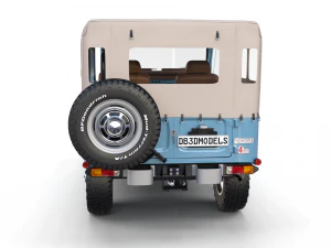 toyota land cruiser fj 40 soft top with interior and chassis 3D Model