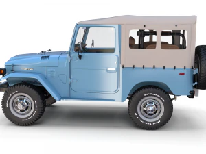 toyota land cruiser fj 40 soft top with interior and chassis 3D Model