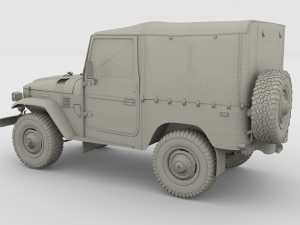 toyota land cruiser fj 40 soft top with interior and chassis 3D Модель