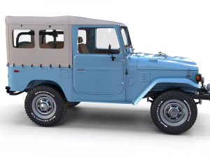 toyota land cruiser fj 40 soft top with interior and chassis 3D Model