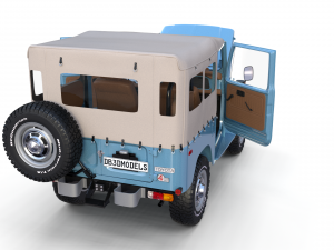 toyota land cruiser fj 40 soft top with interior and chassis 3D Модель