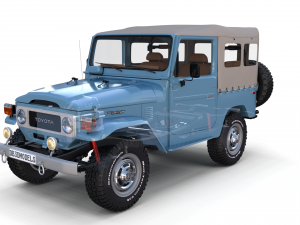 toyota land cruiser fj 40 soft top with interior and chassis 3D Модель